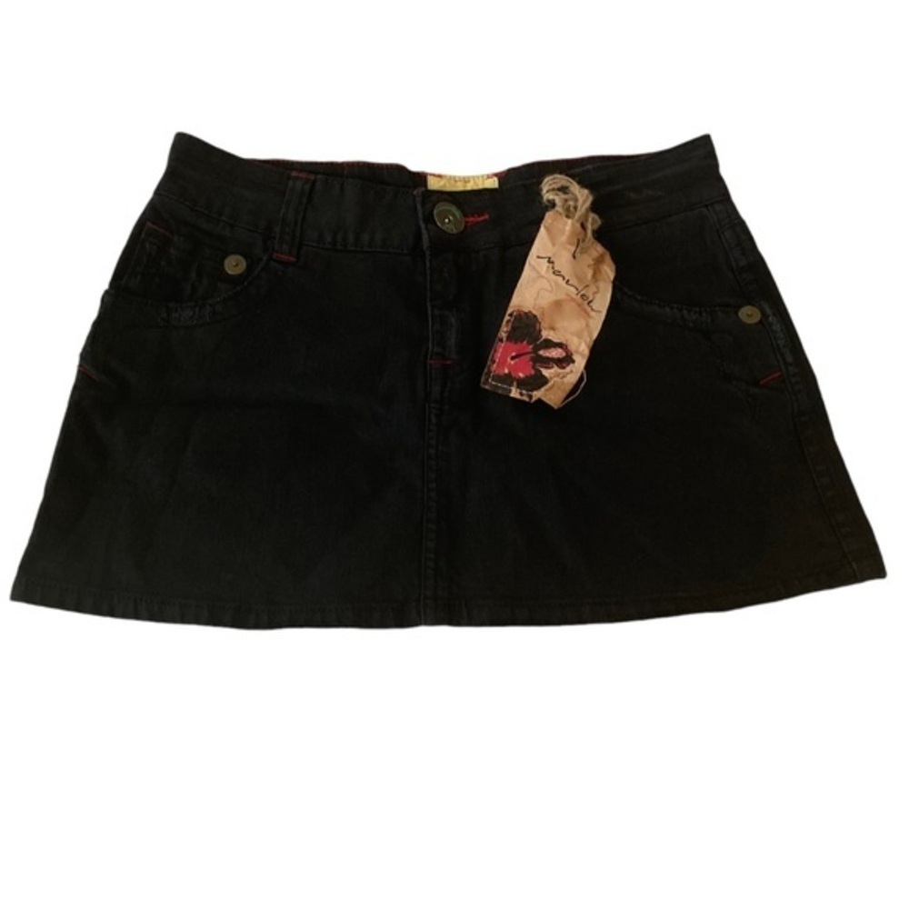 NWT Marlow Vintage Original Black Denim Mini Skirt Size 27 Y2K